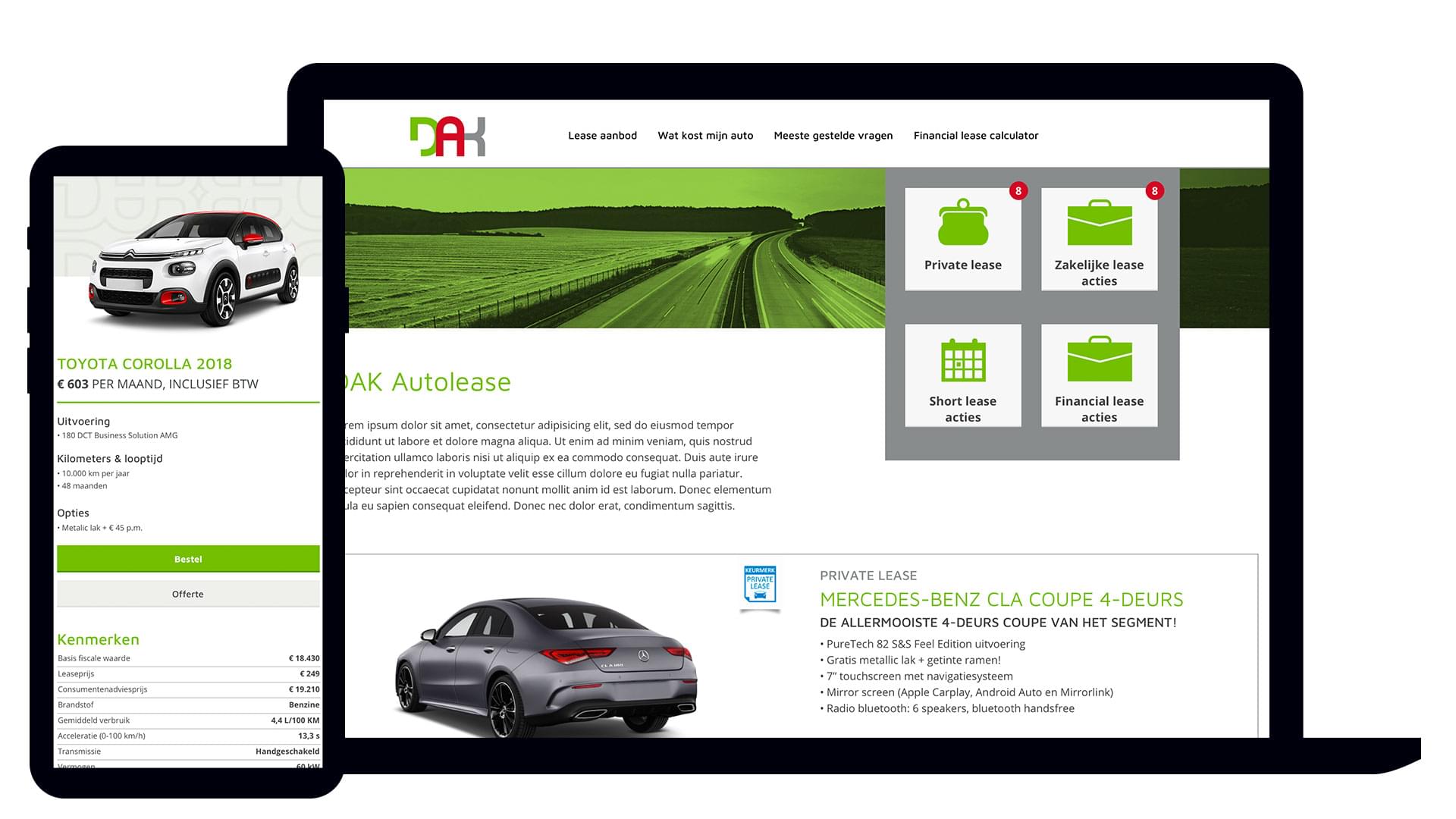 DAK Autolease is een platform waar de intermediairs kunnen inloggen om aan hun klanten met&nbsp;een&nbsp;leaseauto&nbsp;te...